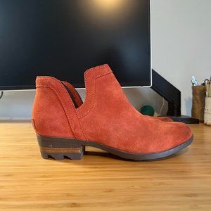 Red Suede Sorel Ankle Boots